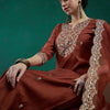 Dhiyona IE Ethnic Motifs Embroidered Regular Liva Zari Kurta With Trousers & Dupatta