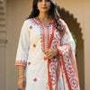 Dhiyona IE Floral Embroidered Pure Cotton Kurta With Trousers & Dupatta