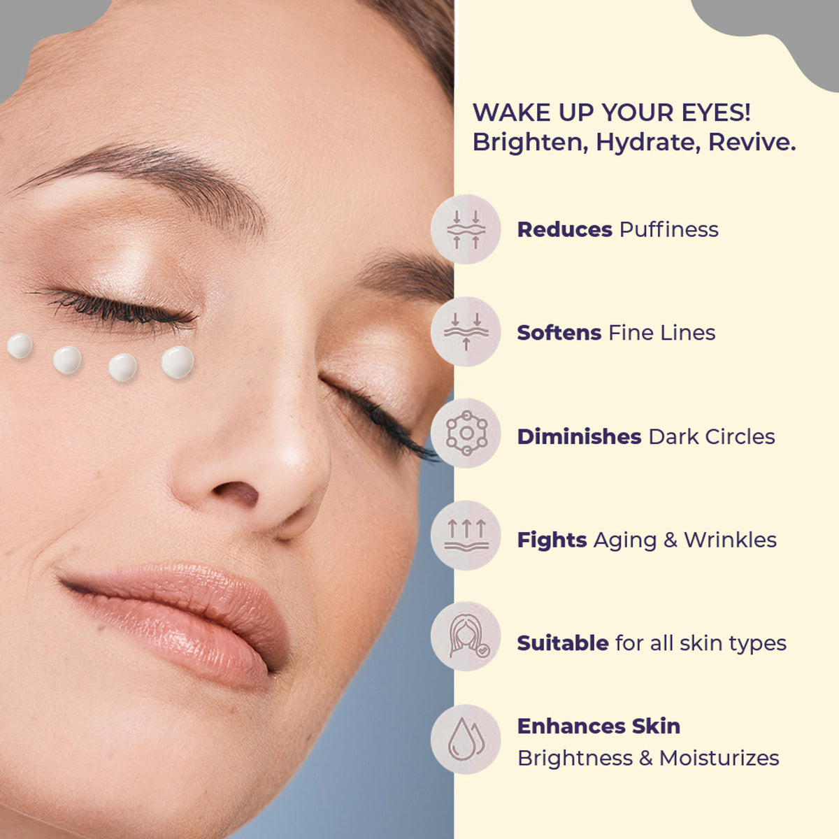 Sanfe Brighten & Conceal Undereye Cream, Dark Circles & Wrinkles Removal, Hyaluronic Acid & Collagen