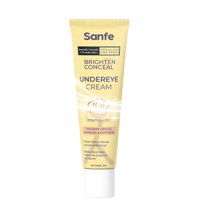 Sanfe Brighten & Conceal Undereye Cream, Dark Circles & Wrinkles Removal, Hyaluronic Acid & Collagen