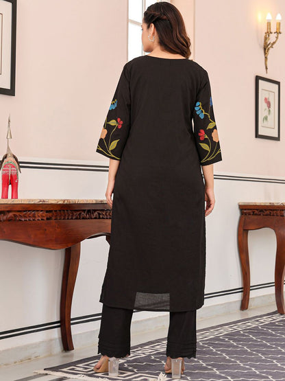Dhiyona IE Printed Pure Cotton A-Line Tunic & Trousers Co-Ord Set