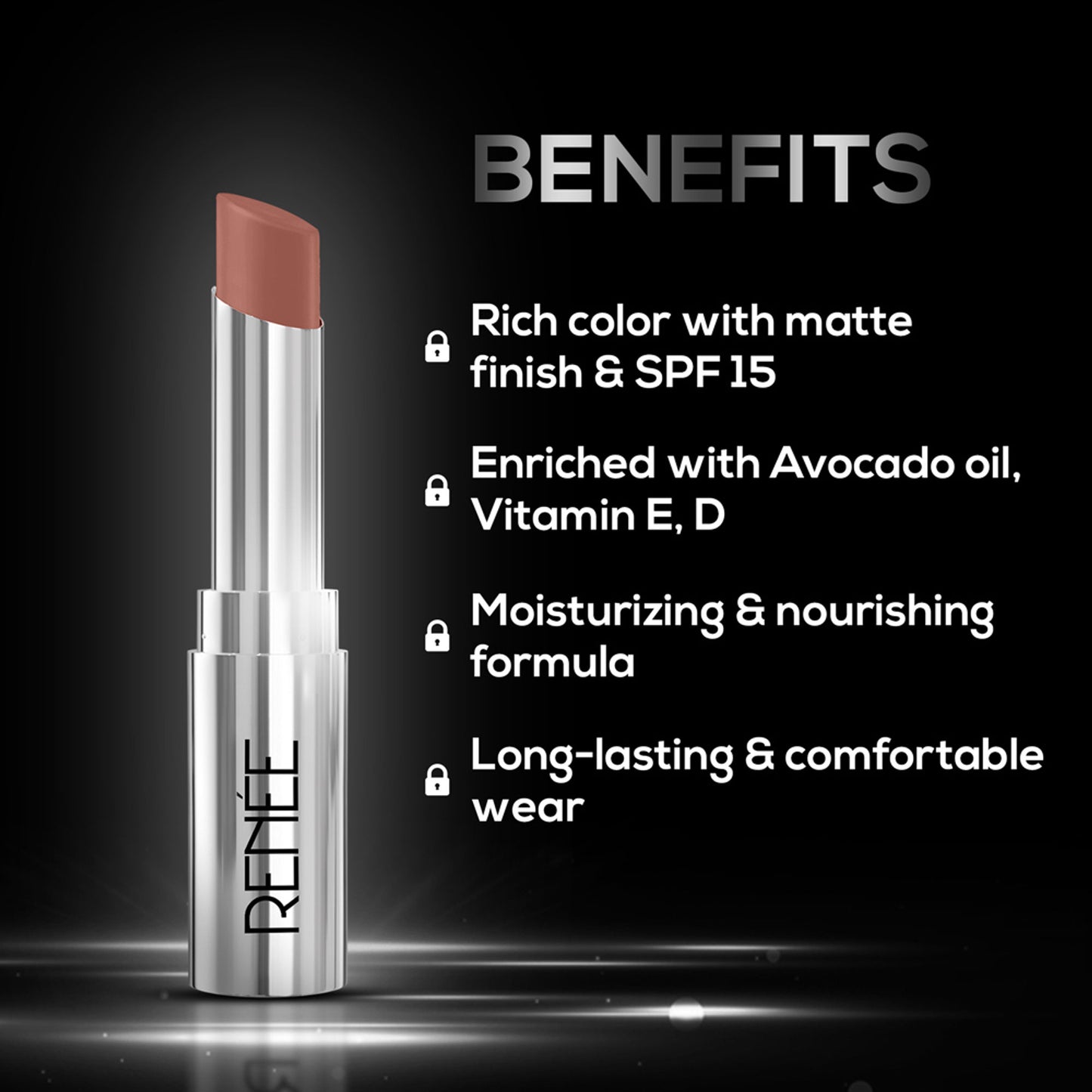 Renee Cosmetics Matte Lock Lipstick - 01 Jazz