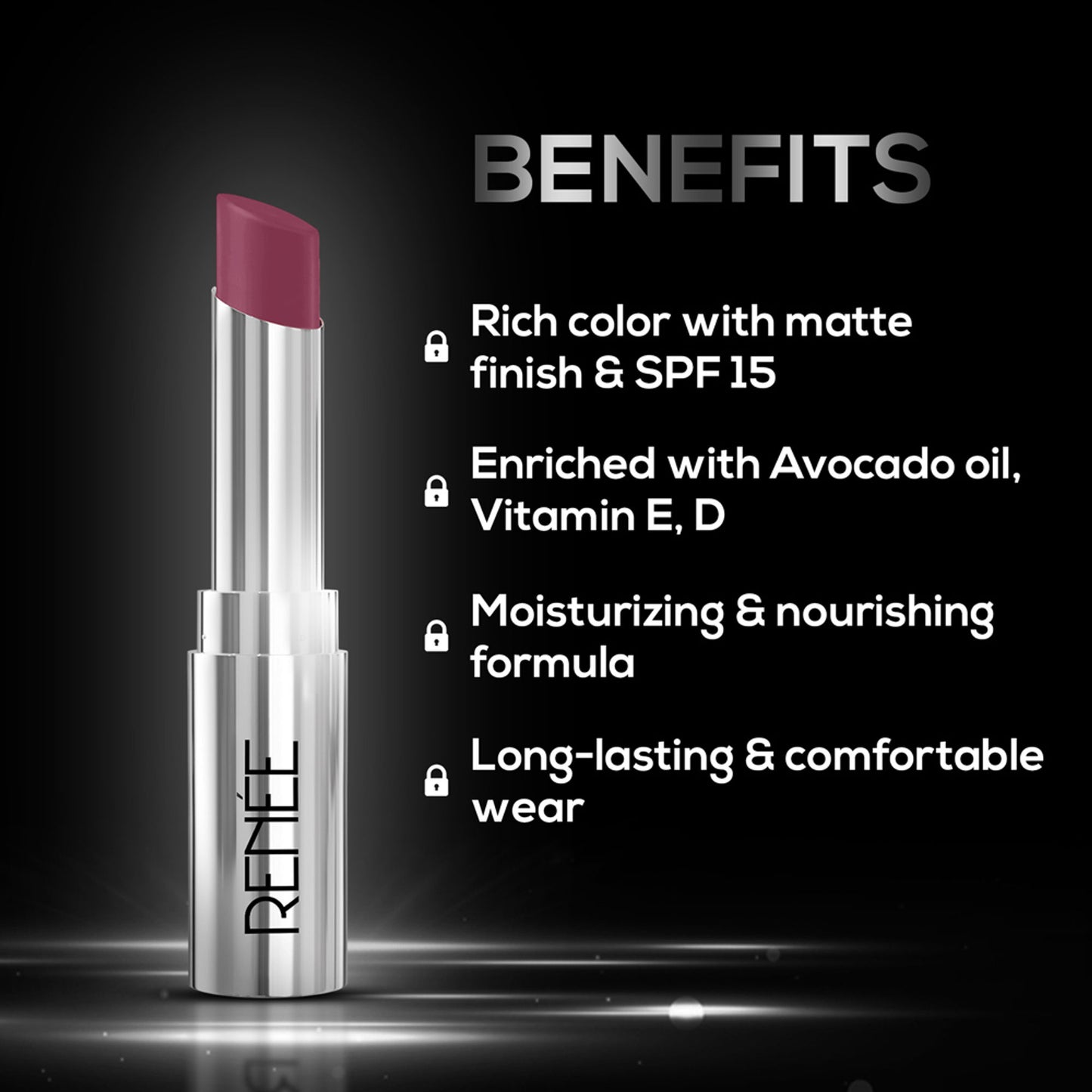 Renee Cosmetics Matte Lock Lipstick - 07 Indie
