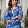 Indyancart VA Women'sFloral Printed V Neck Pure Cotton Straight Kurta with Trousers