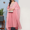 Indyancart VA Women's Ethnic Motifs Embroidered Sequinned Silk Georgette Kurta Set
