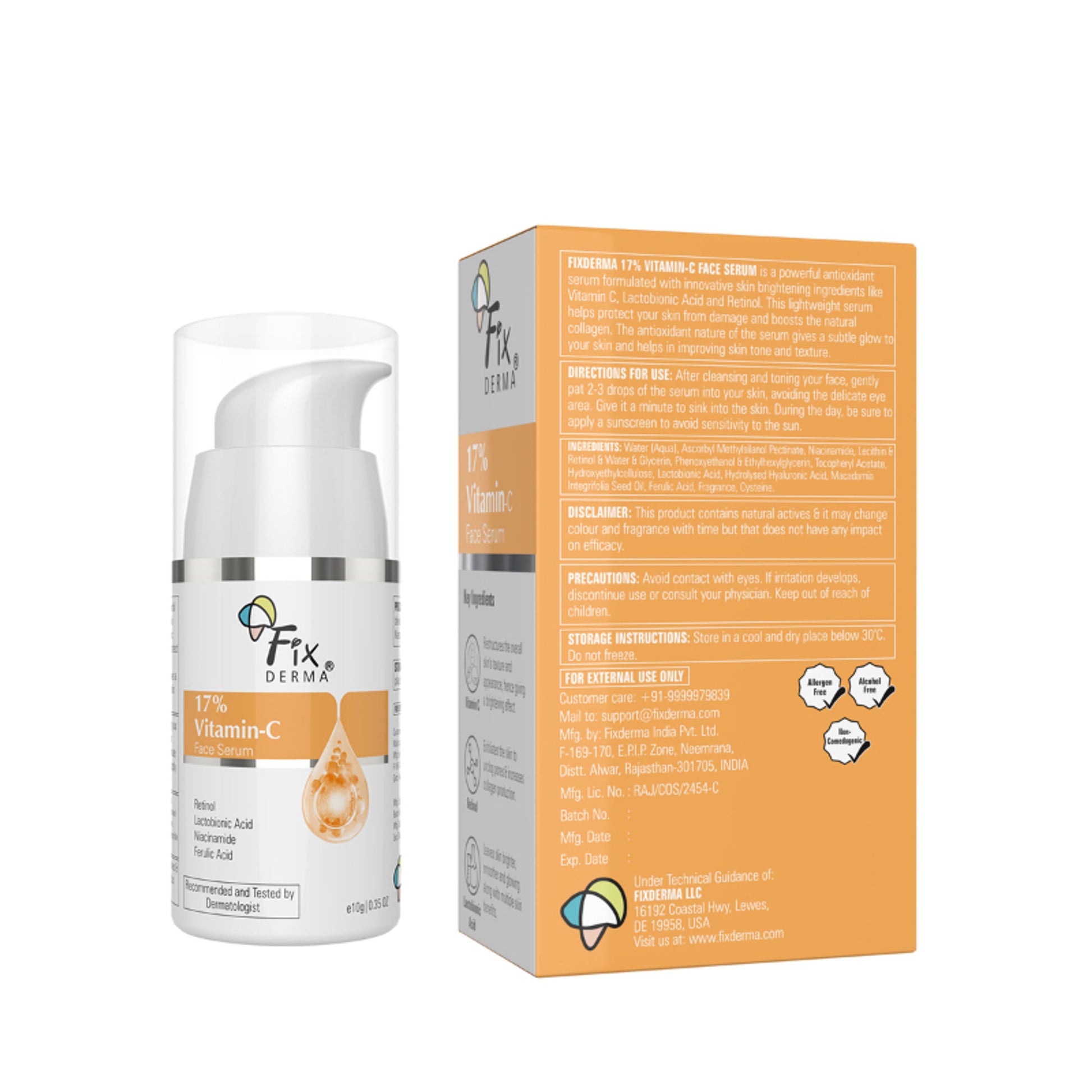 Fixderma 17% Vitamin C Face Serum With Retinol & Niacinamide