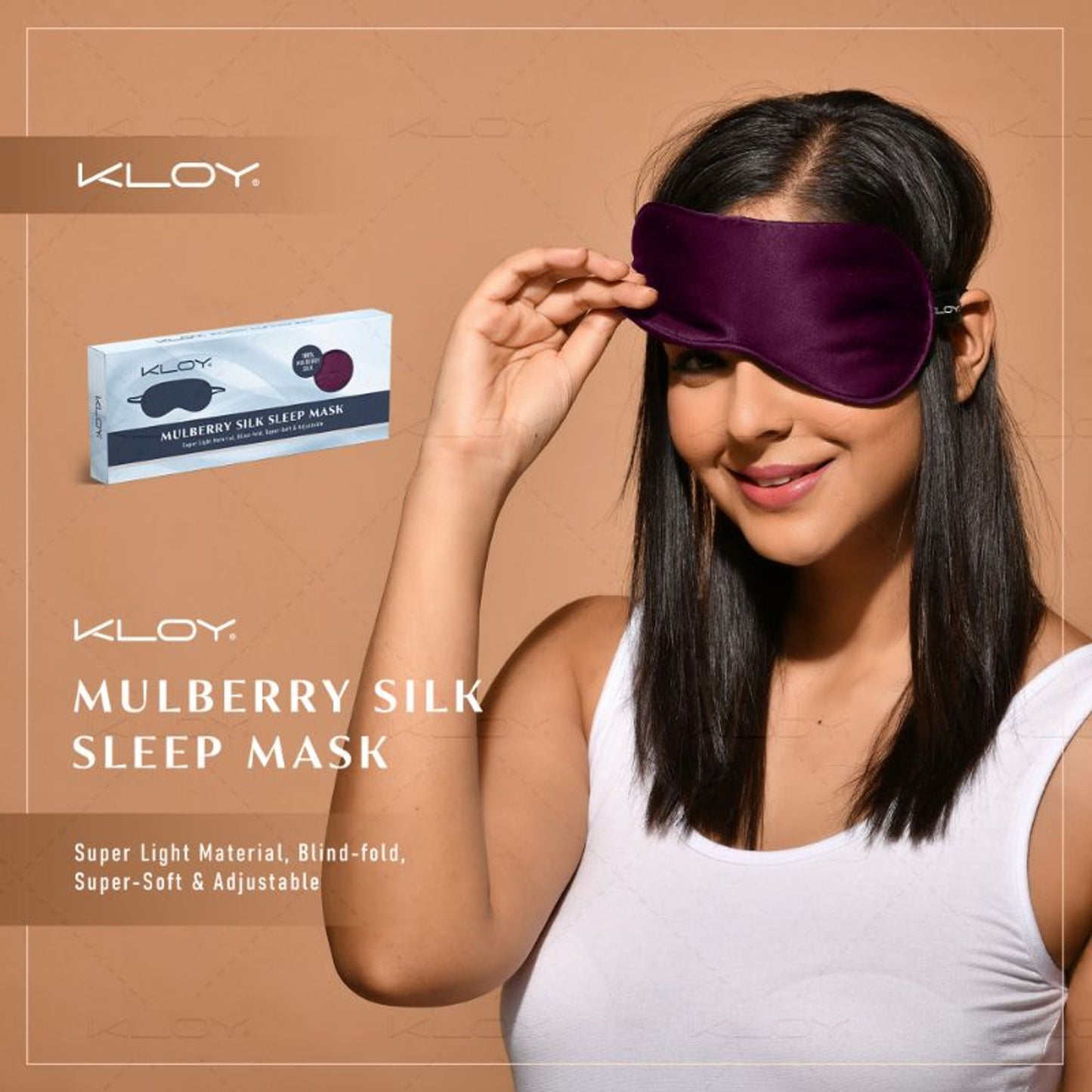 KLOY 100% Mulberry Silk Sleep Eye Mask - Maroon