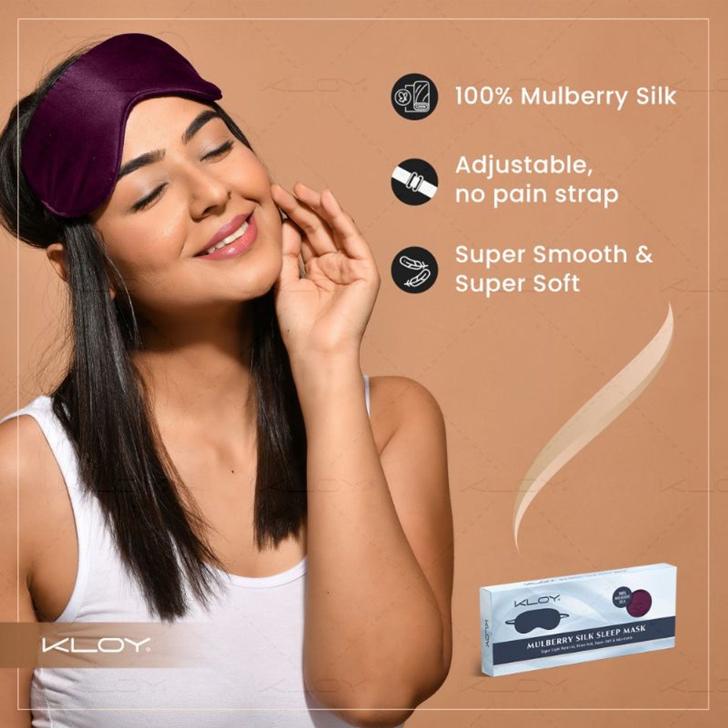 KLOY 100% Mulberry Silk Sleep Eye Mask - Maroon