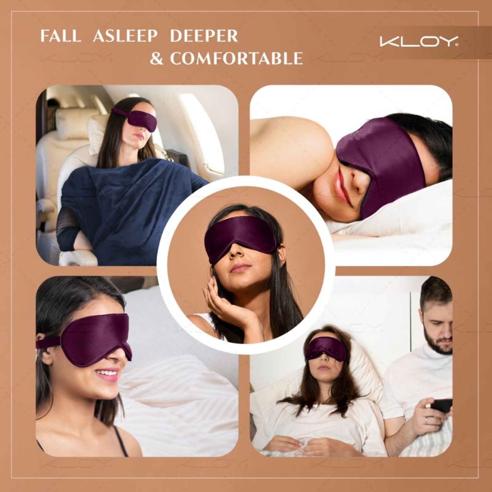 KLOY 100% Mulberry Silk Sleep Eye Mask - Maroon