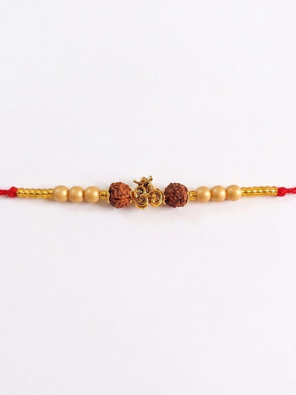 Anouk Om Design Rudraksh Thread Rakhi With Roli Chawal Chandan Mishri