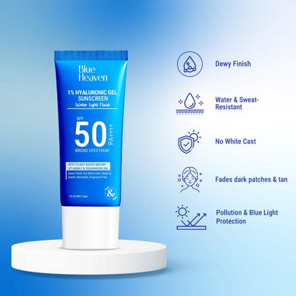 Blue Heaven 1% Hyaluronic Gel Sunscreen Spf50 Pa++++