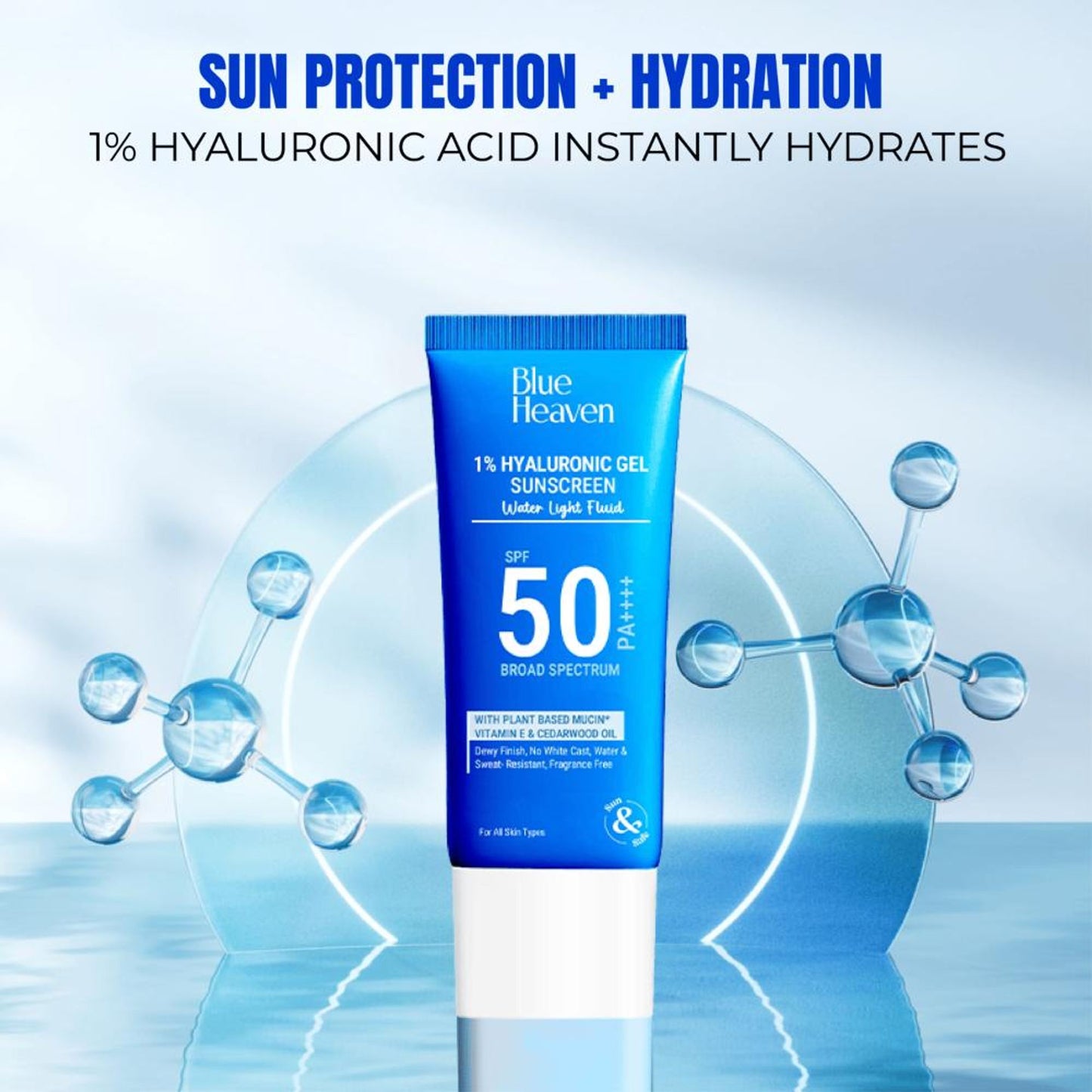 Blue Heaven 1% Hyaluronic Gel Sunscreen Spf50 Pa++++