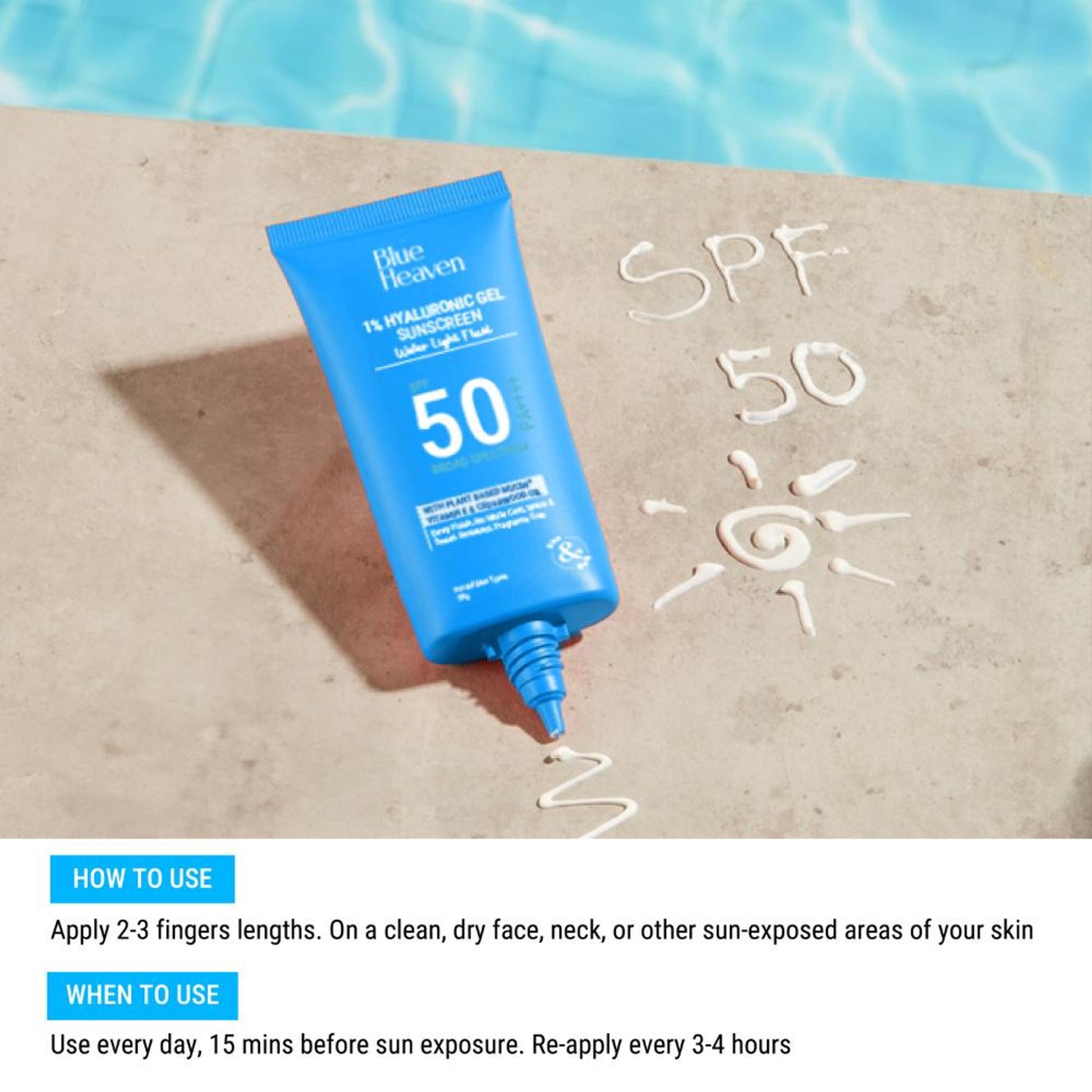 Blue Heaven 1% Hyaluronic Gel Sunscreen Spf50 Pa++++