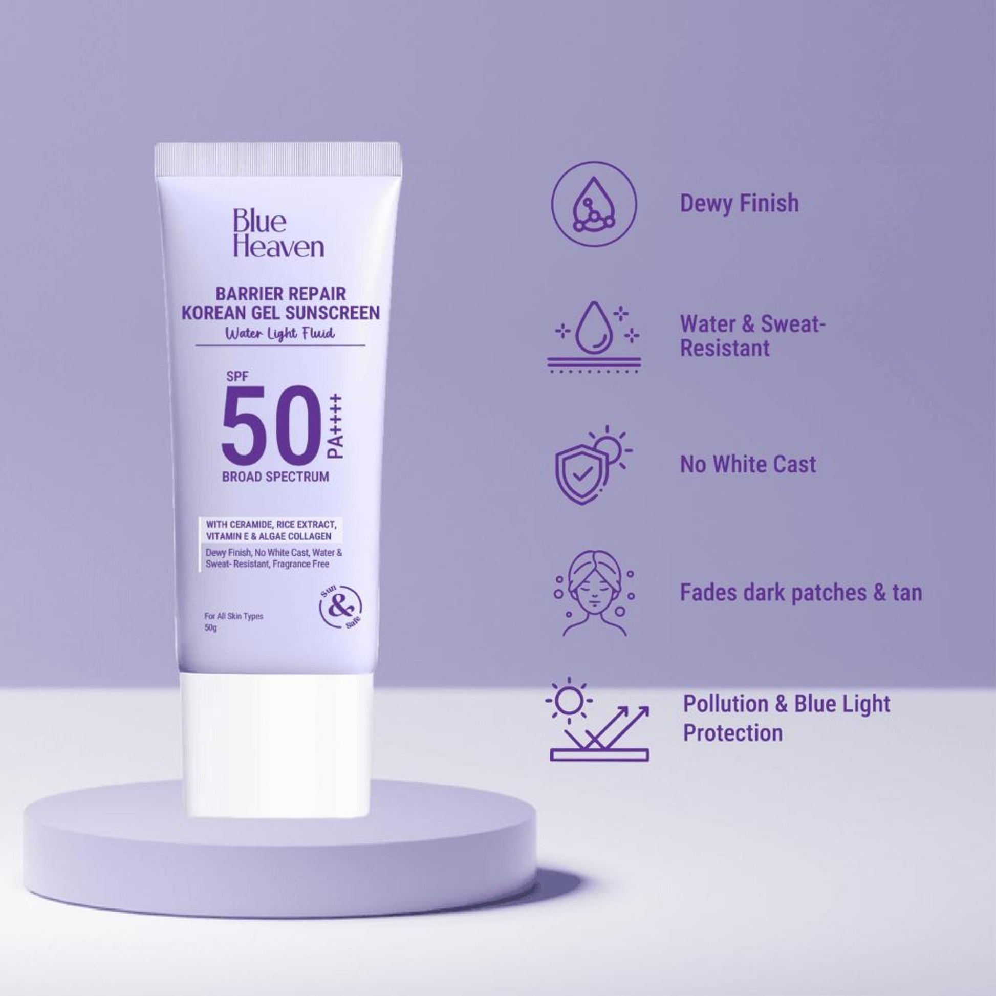 Blue Heaven Barrier Repair Korean Gel Sunscreen SPF 50 PA ++++