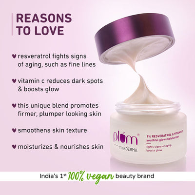 Plum 1% Resveratrol & Vitamin C Youthful Glow Moisturizer For Glowing Skin