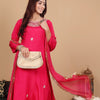 Dhiyona VA Women's Pink pure silk zardozi & floral embroidered kurta with trousers & dupatta
