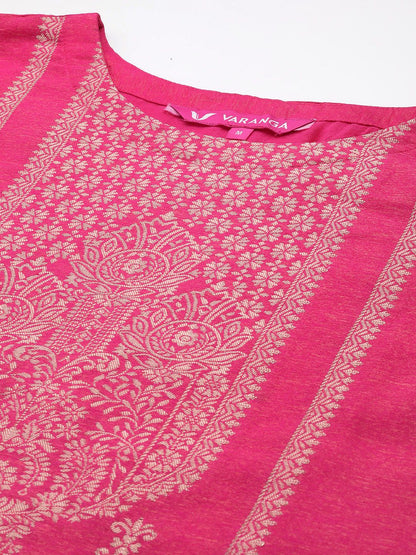 Indyancart VA Ethnic Motifs Jacquard Kurta with Palazzos & Dupatta