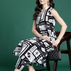 Dhiyona IE Geometric Printed Pleated Pure Cotton Kurta with Trousers