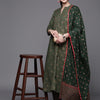 Indyancart IE Women Green Ethnic Motifs Printed Gotta Patti Kurta with Trousers & With Dupatta