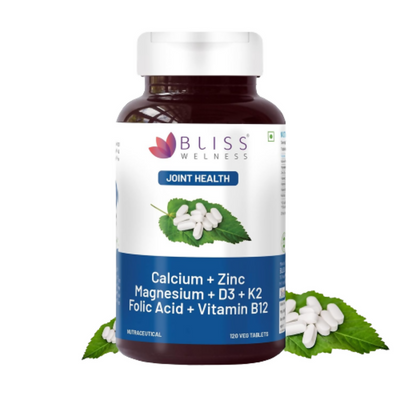 Bliss Welness Calcium Magnesium Zinc Vitamin D3 K2 B12 Folic Acid Tablets