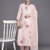 Indyancart IE Floral Embroidered Regular Thread Work Pure Cotton Kurta With Trousers & Dupatta