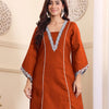 Dhiyona VA Women'sV-Neck Embroidered Thread Work Straight Kurta With Trousers