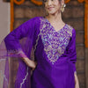Dhiyona IE Women Floral Embroidered Regular Thread Work Kurta with Trousers & With Dupatta