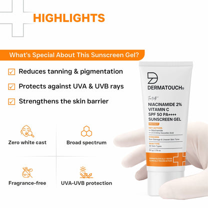 Dermatouch Niacinamide 2% Vitamin C Sunscreen With SPF 50+ PA ++++