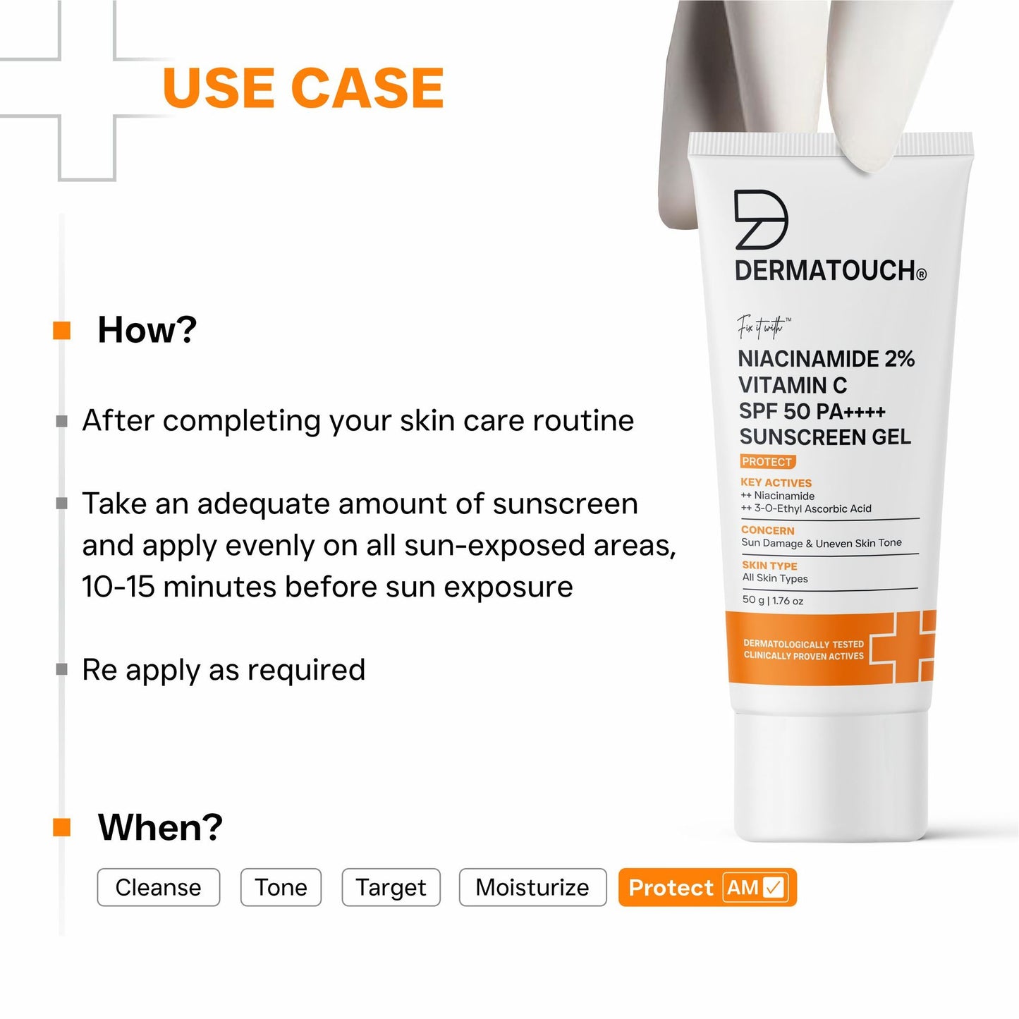 Dermatouch Niacinamide 2% Vitamin C Sunscreen With SPF 50+ PA ++++