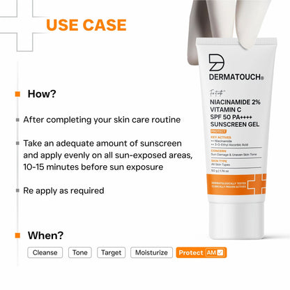 Dermatouch Niacinamide 2% Vitamin C Sunscreen With SPF 50+ PA ++++