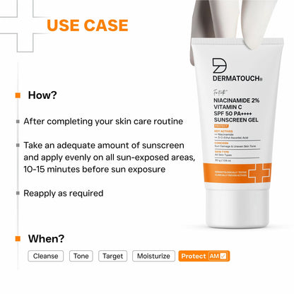 Dermatouch Niacinamide 2% Vitamin C Sunscreen SPF 50 PA++++