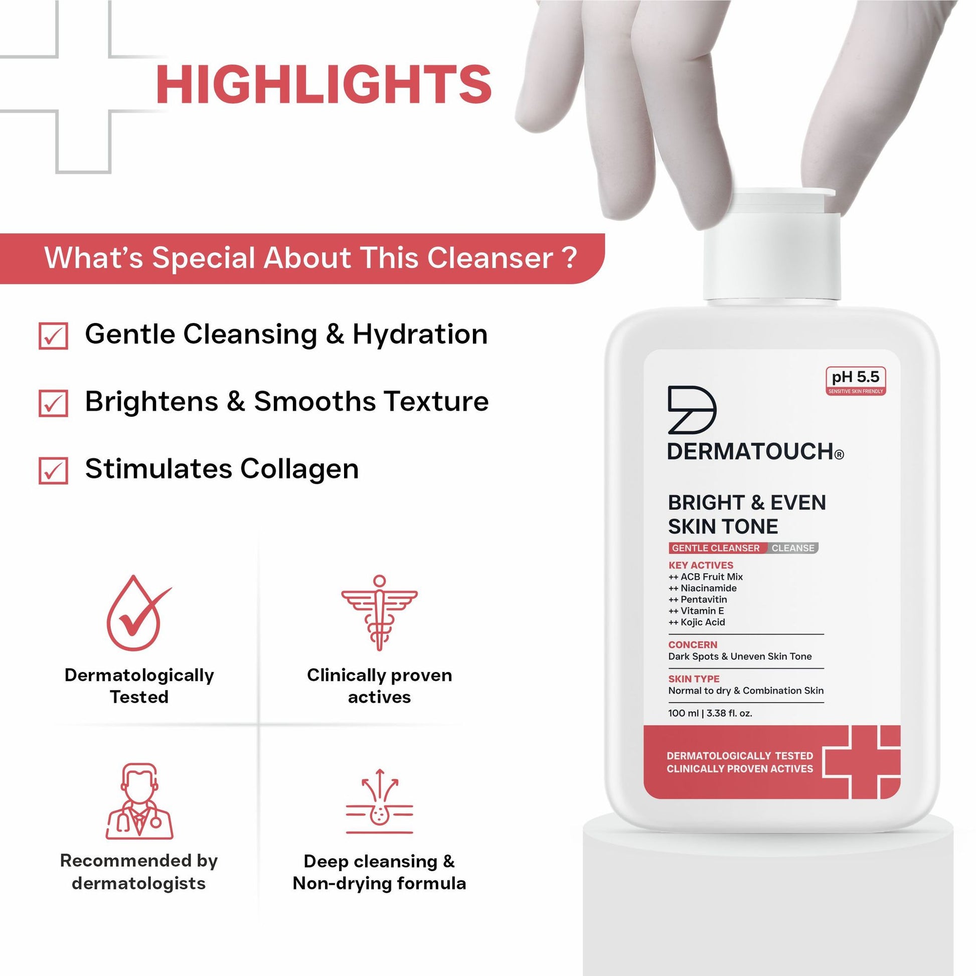 Dermatouch Bright & Even Skin Tone Gentle Cleanser