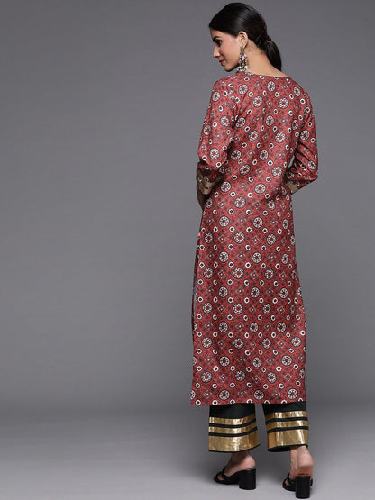 Indyancart VA Women'sEthnic Motifs Printed Kurta with Palazzos