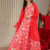 Dhiyona VA Women'sFloral Printed Shoulder Straps Anarkali Kurta & Trousers With Dupatta