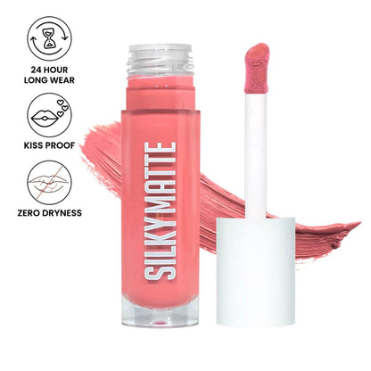 Shopaarel Silky Matte Gloss Liquid Lipstick in Venom-16, showcasing the deep, rich red shade with smooth, glossy finish.