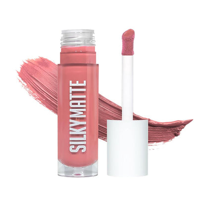 Shopaarel Silky Matte Gloss Liquid Lipstick in Venom-16, featuring a sleek applicator and rich, deep red color.