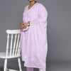 Indyancart VA Women'sPlus Size Floral Embroidered Empire Thread Work Pure Cotton Kurta Set