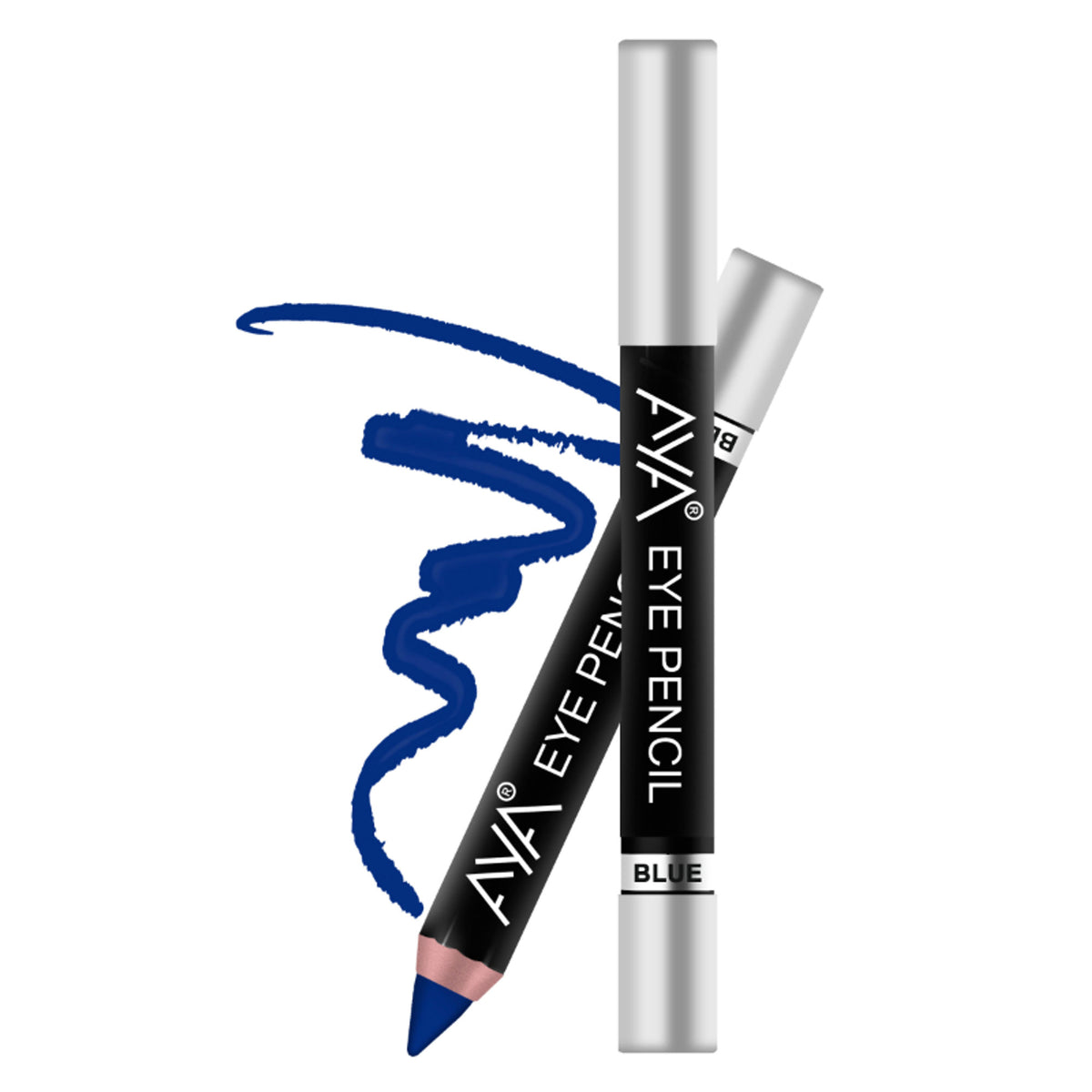 AYA Eye Pencil for Kajal and Eyeliner in vibrant blue, shown sharpened and ready for precise eye makeup application.