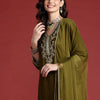 Dhiyona IE Floral Embroidered Sequinned Kurta With Trousers & Dupatta