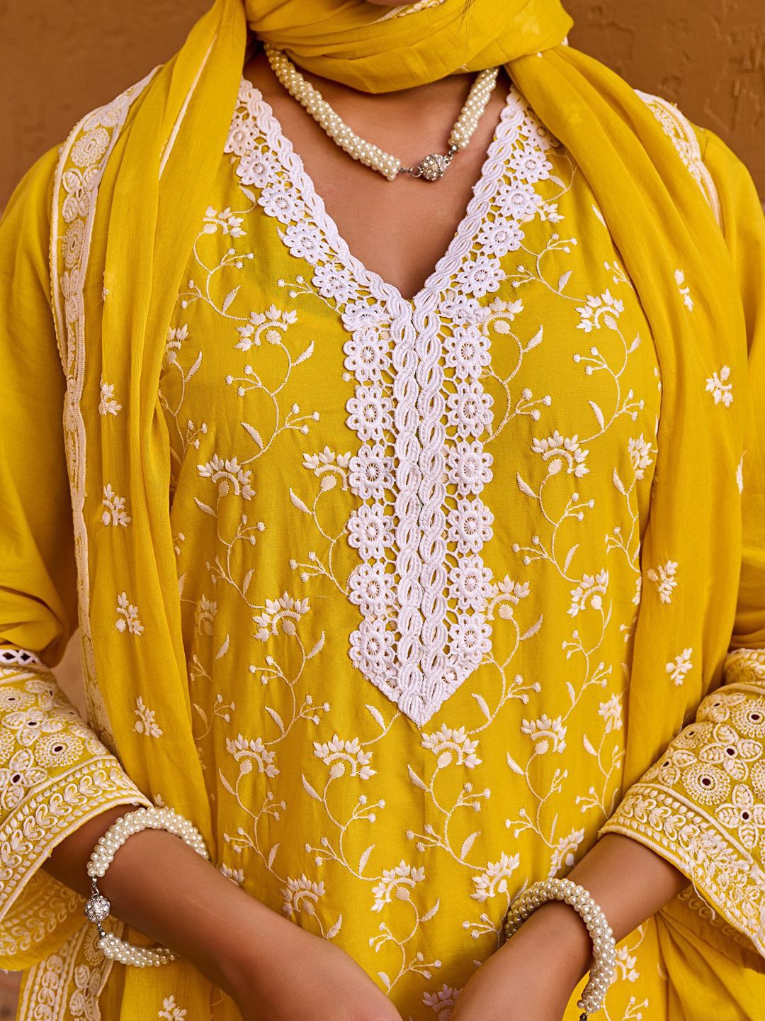 Women Ethnic Motifs Embroidered Pure Cotton Kurta with Trouser & Dupatta