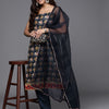 Dhiyona IE Women Blue Ethnic Motifs Printed Kurta with Trousers & With Dupatta