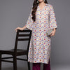 Dhiyona VA Women'sAbstract Woven Design Flared Kurta with Trousers