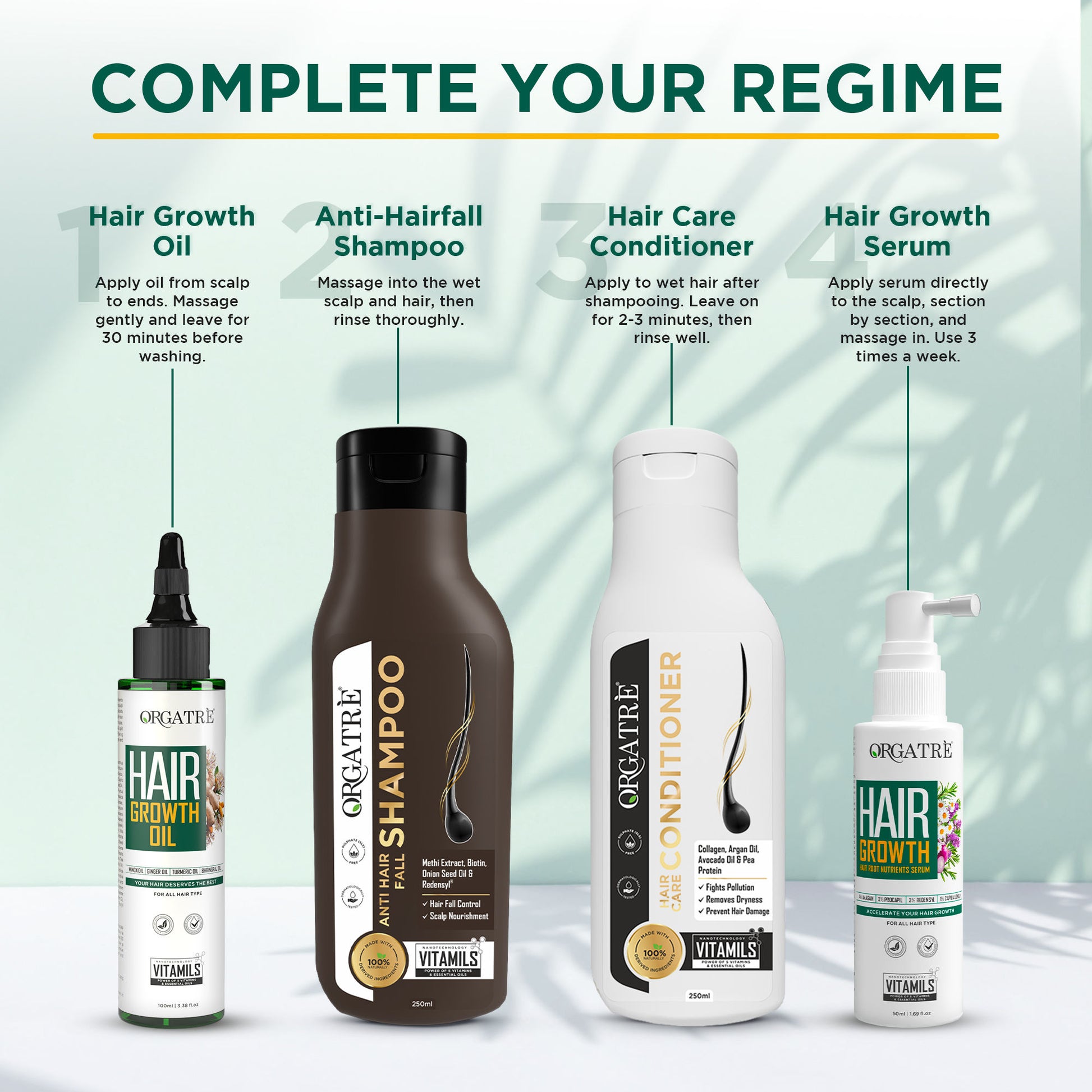 Orgatre Hair Growth Serum - 3% Redensyl, 4% Anagain, Castor & Rosemary Oil For Hairfall Control