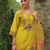 Dhiyona IE Women Floral Embroidered Beads and Stones Liva Kurta with Trousers & With Dupatta