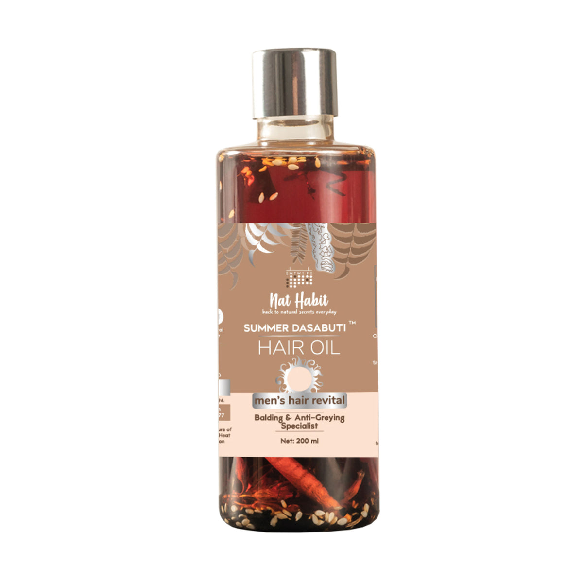 Nat Habit Neem Amla Mens Balding & Anti-Greying Ayurvedic Oil For Receding Hairline Reversal