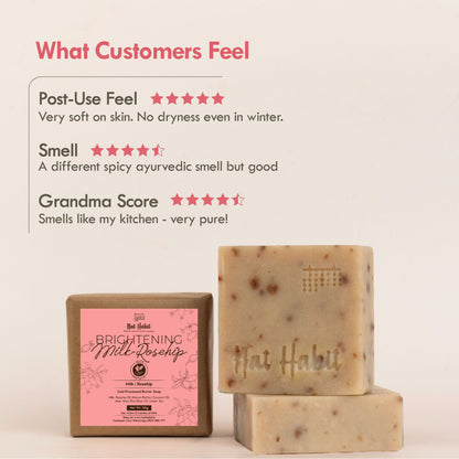 Nat Habit Cold Process Milk Rosehip Butter Bath Soap - Vit C For Skin Cleansing, Whitening &Handmade
