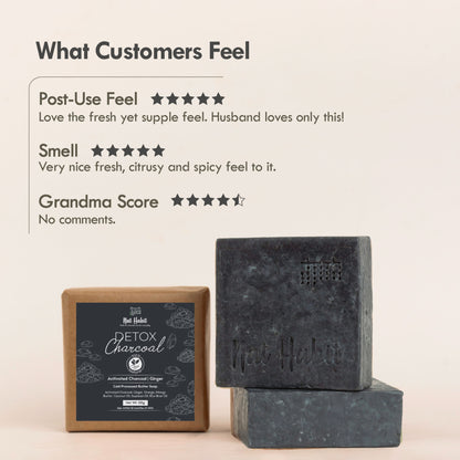 Nat Habit Cold Process Charcoal Detox Butter Bath Soap-Detoxification, De-Tan & Blackhead Handmade