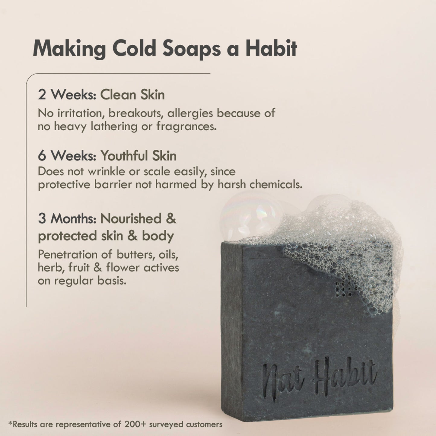 Nat Habit Cold Process Charcoal Detox Butter Bath Soap-Detoxification, De-Tan & Blackhead Handmade