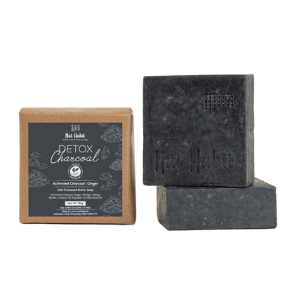 Nat Habit Cold Process Charcoal Detox Butter Bath Soap-Detoxification, De-Tan & Blackhead Handmade