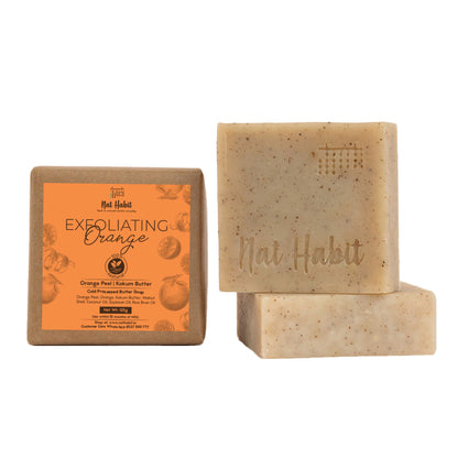 Nat Habit Cold Process Vitamin C Orange Handmade Butter Soap for Exfoliation, Whitening & Dark Spots